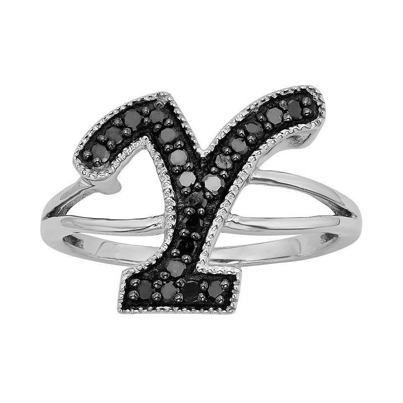 Jewelexcess Sterling Silver 1/4-ct. T.W. Black Diamond Initial Ring, Womens Product Image