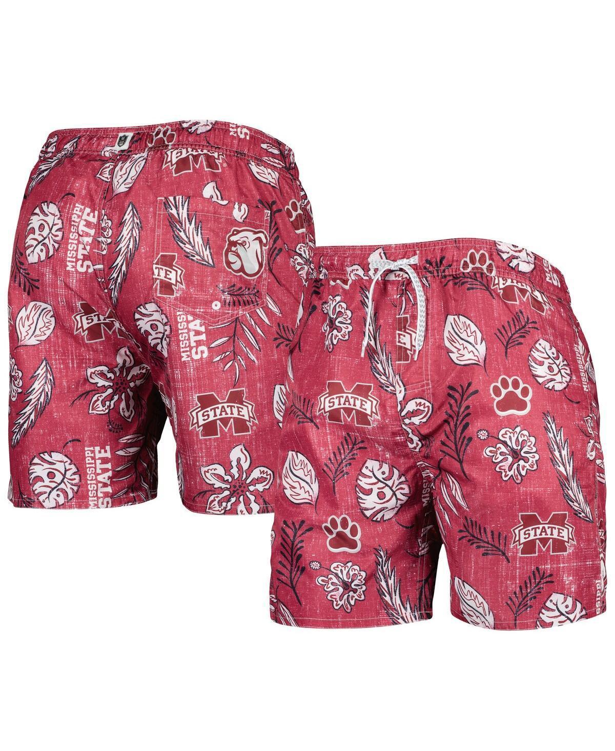 Mens Wes & Willy Maroon Mississippi State Bulldogs Vintage-Like Floral Swim Trunks Product Image