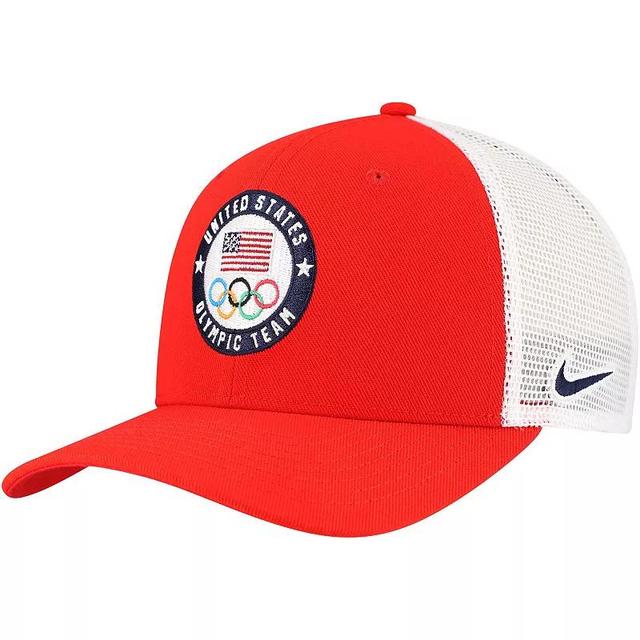 Mens Nike Red/White Team USA Rise Performance Trucker Adjustable Hat Product Image