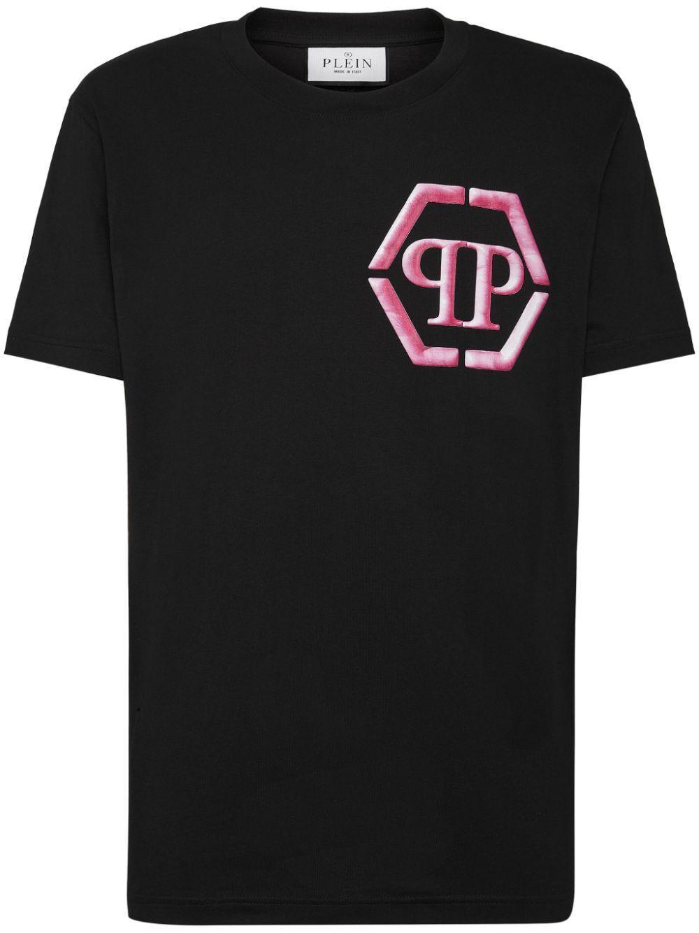 Hexagon Logo-print Cotton T-shirt In Black Product Image