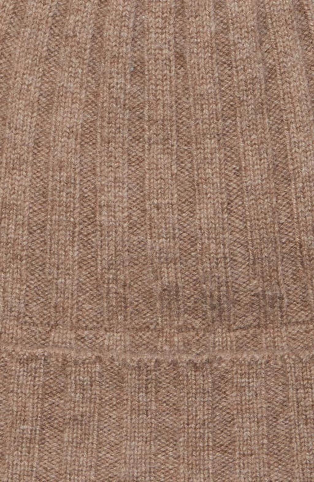 Wide-ribbed Cashmere Beanie In Biscuit Product Image