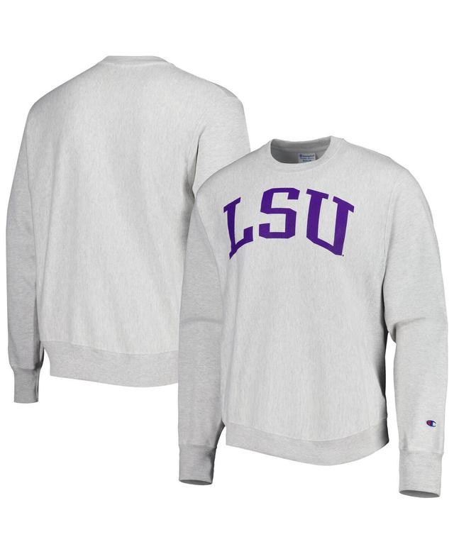 Mens Champion Heathered Gray Lsu Tigers Arch Reverse Weave Pullover Sweatshirt Product Image