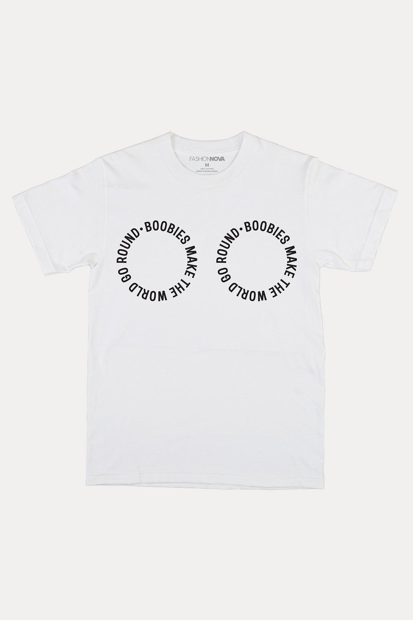 Boobies Make The World Go Round Tee - White Product Image