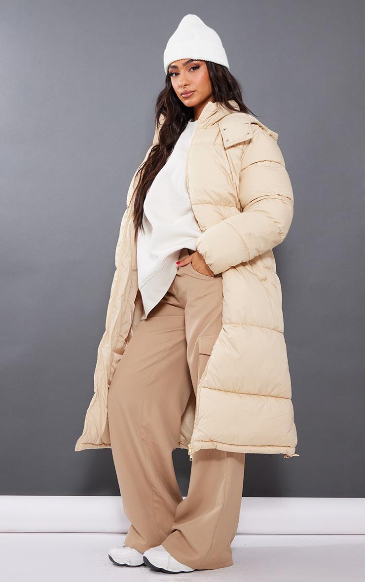 Petite Camel Long Puffer Coat Product Image