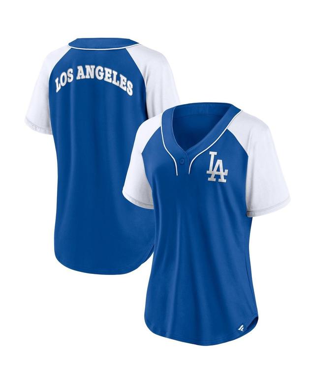 Womens Fanatics Royal Los Angeles Dodgers Ultimate Style Raglan V-Neck T-shirt Product Image