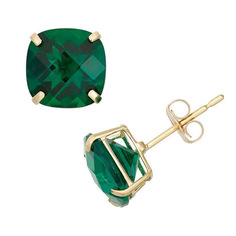 Designs by Gioelli Lab-Created Emerald 10k Gold Stud Earrings, Womens, Green Product Image