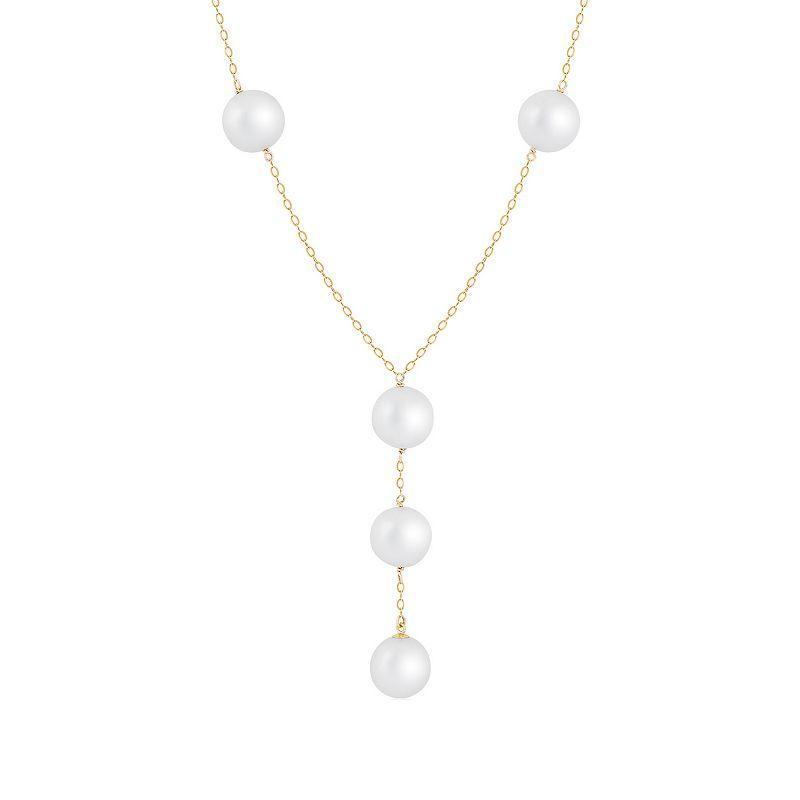 Splendid Pearls 14k Gold Freshwater Cultured Pearl Station Y Necklace, Womens Yellow Product Image