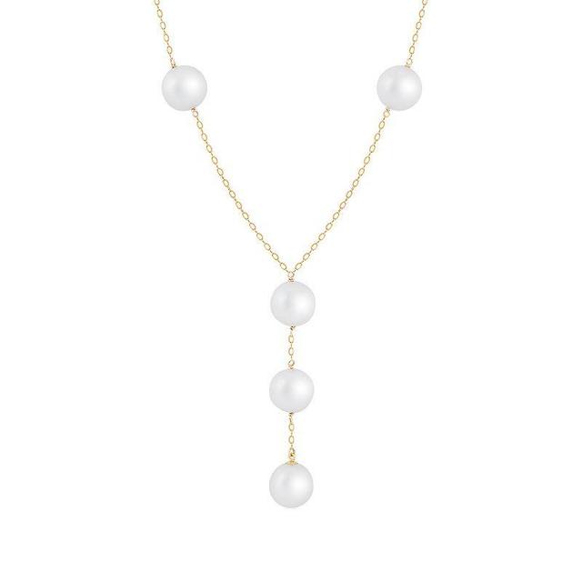 Splendid Pearls 14k Gold Freshwater Cultured Pearl Station Y Necklace, Womens Yellow Product Image