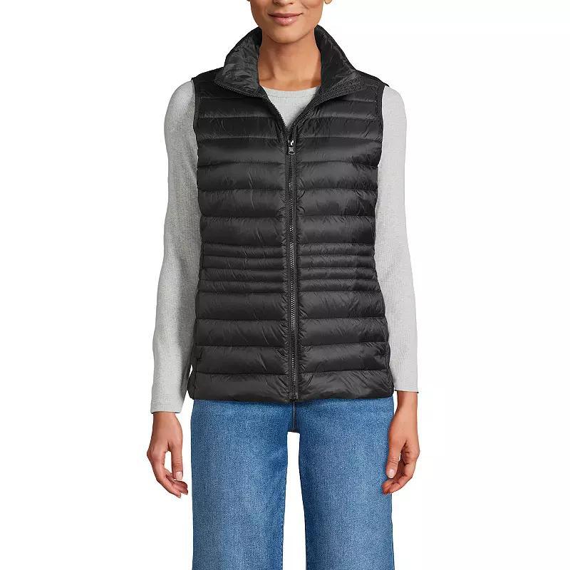 Womens Lands End Wanderweight Packable Down Vest Deep Blue Product Image