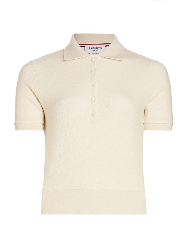 Womens Cashmere Piqu Polo Shirt Product Image