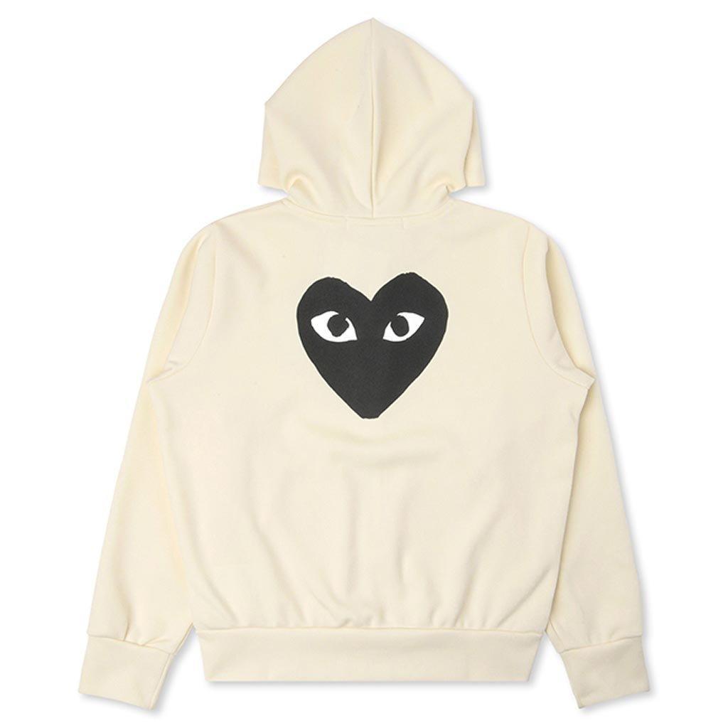 Women's Big Black Heart Hooded Sweatshirt - Ivory Female Product Image