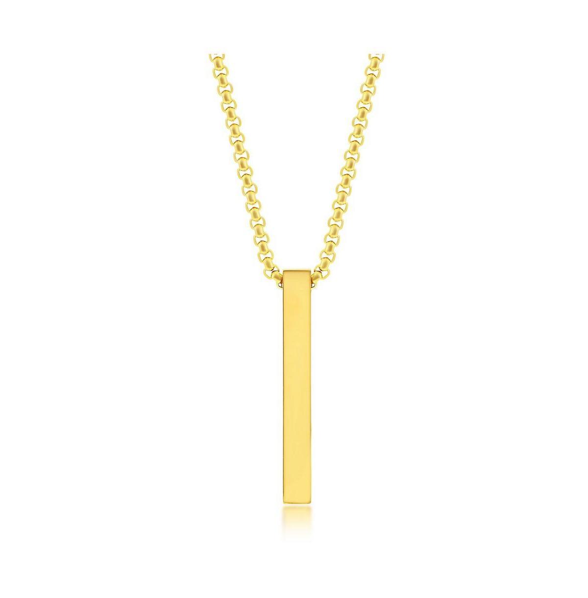 Mens Stainless Steel Vertical Bar Necklace - Gold Plated Product Image