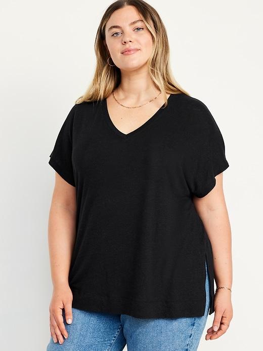 Oversized Linen-Blend Tunic T-Shirt Product Image