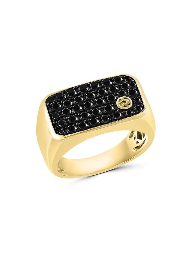 Mens 14K Yellow Gold & 1.38 TCW Black Diamond Ring Product Image