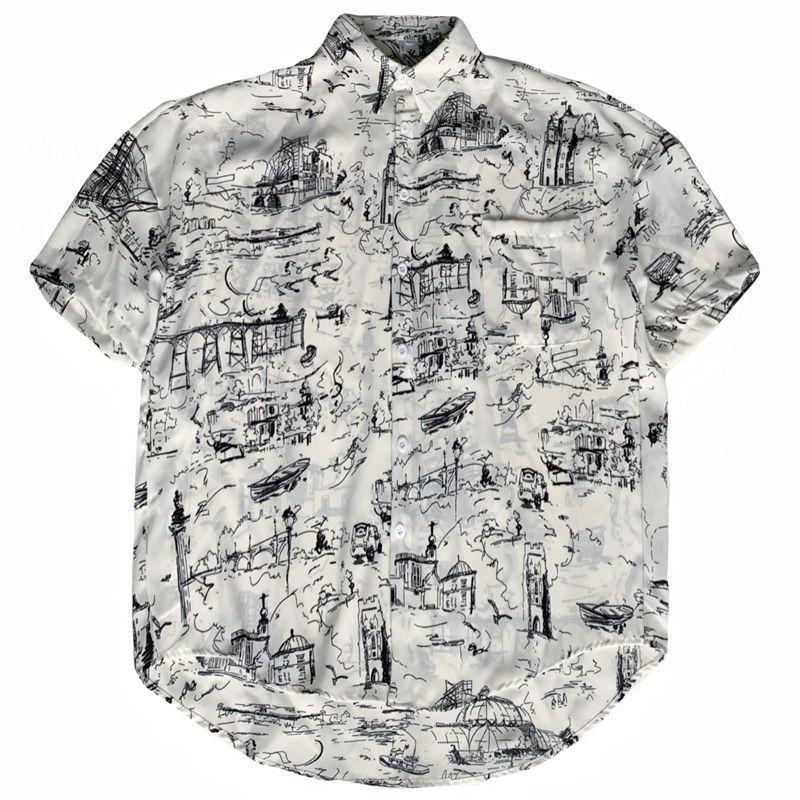 Elbow-Sleeve Print Shirt Product Image