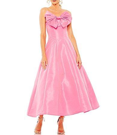 Mac Duggal Bow Front Strapless Taffeta A-Line Gown Product Image