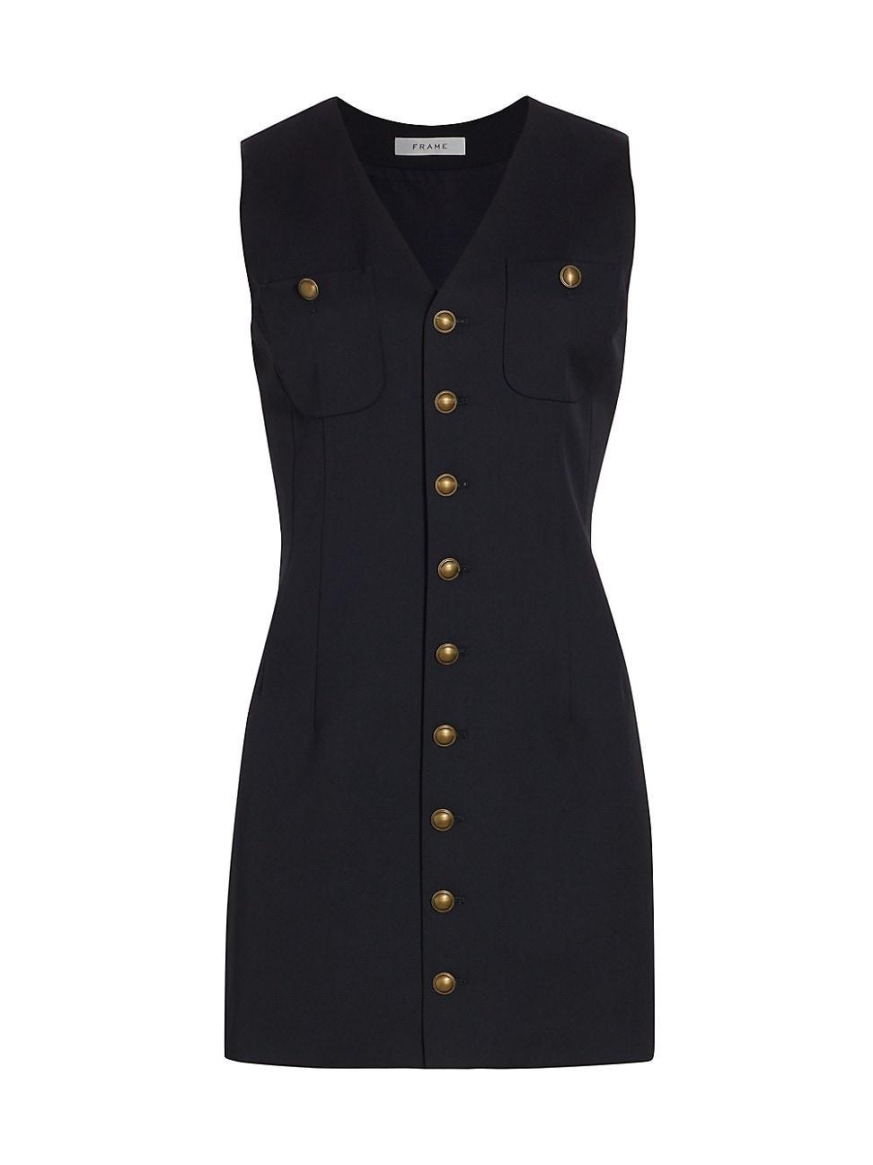 Womens Button-Front Stretch-Wool Minidress Product Image