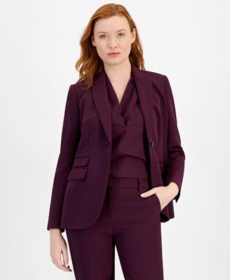 Anne Klein Womens Triple-Pocket Collared Jacket Product Image