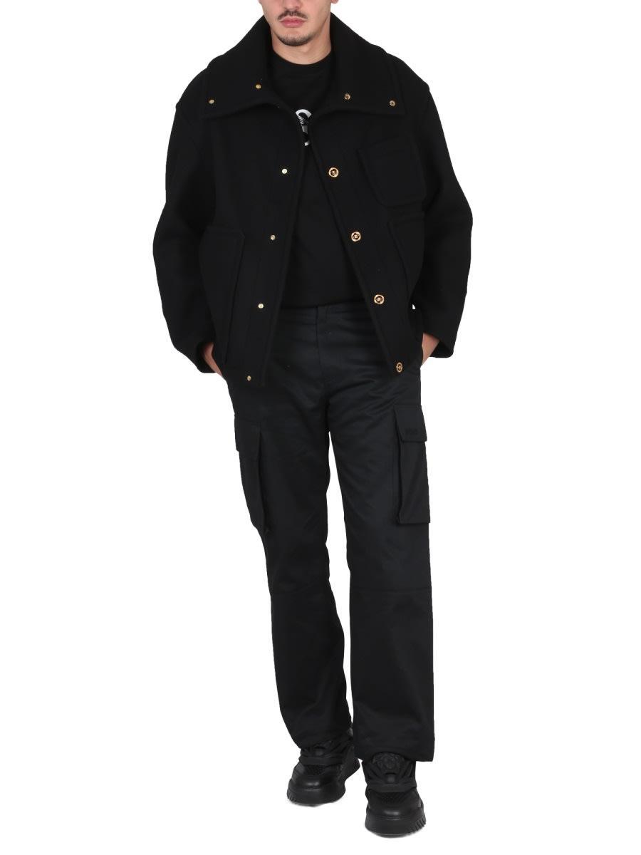 VERSACE Black Medusa Wool Blouson Jacket In Nero Product Image