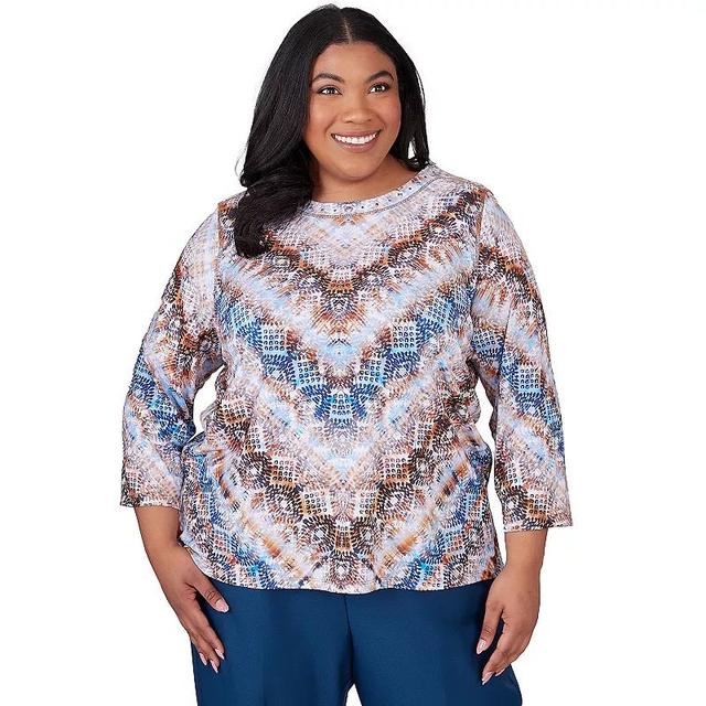 Plus Size Alfred Dunner Python Chevron Crewneck Top, Womens Product Image