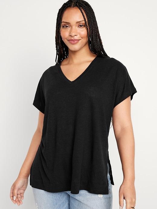 Oversized Linen-Blend Tunic T-Shirt Product Image