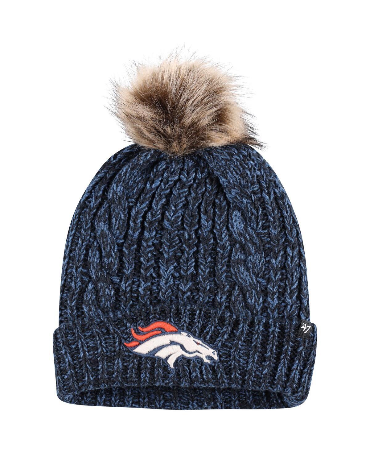 Womens 47 Brand Navy Denver Broncos Logo Meeko Cuffed Knit Hat with Pom Product Image