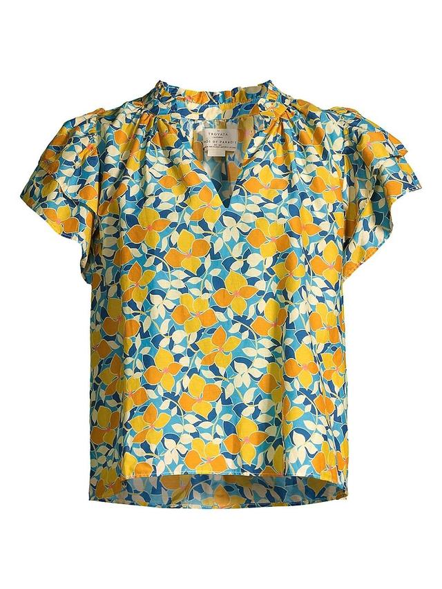 Womens Clover Floral Cotton & Silk Blouse Product Image