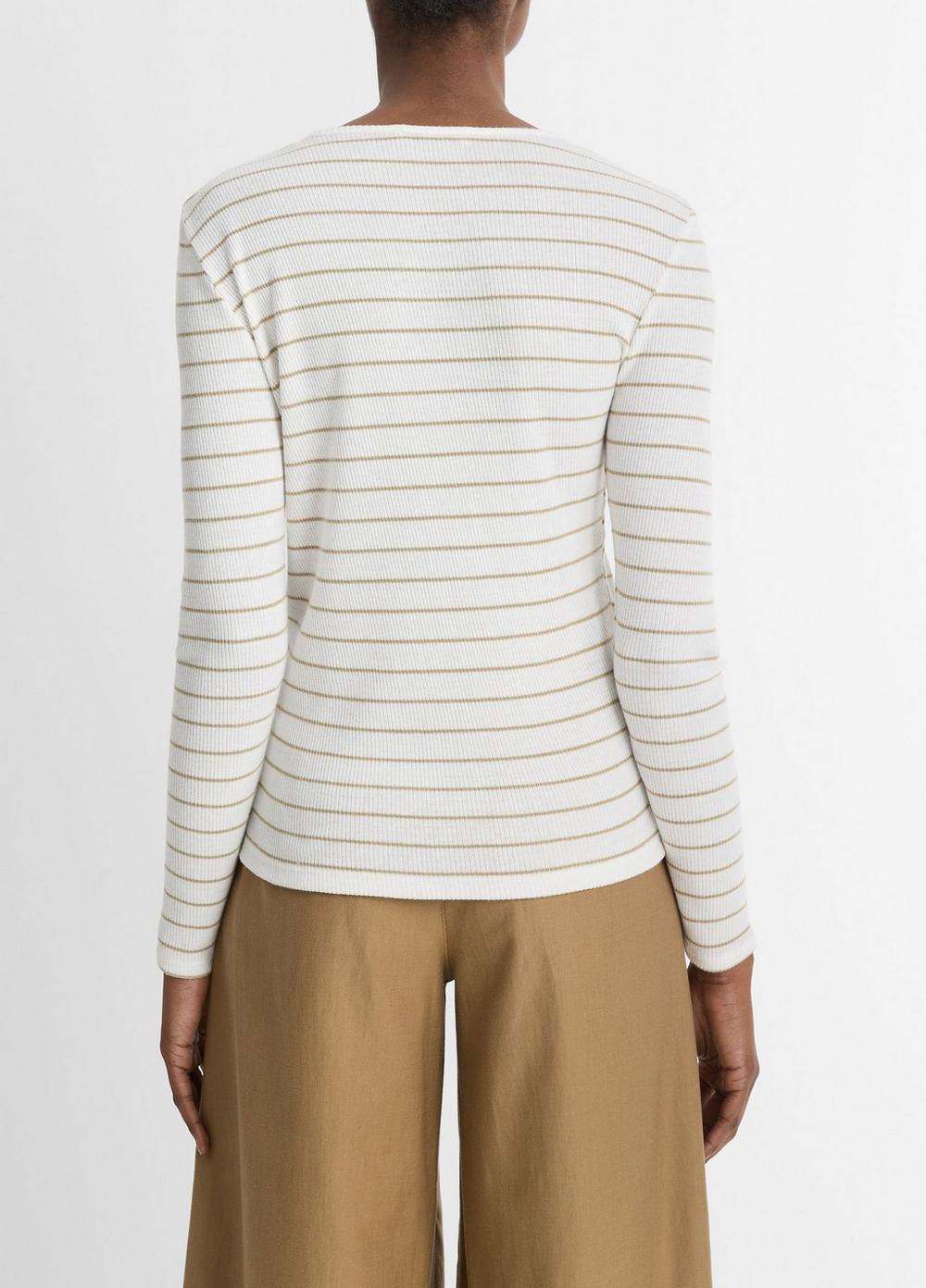 Striped Ribbed Long-Sleeve T-Shirt Product Image