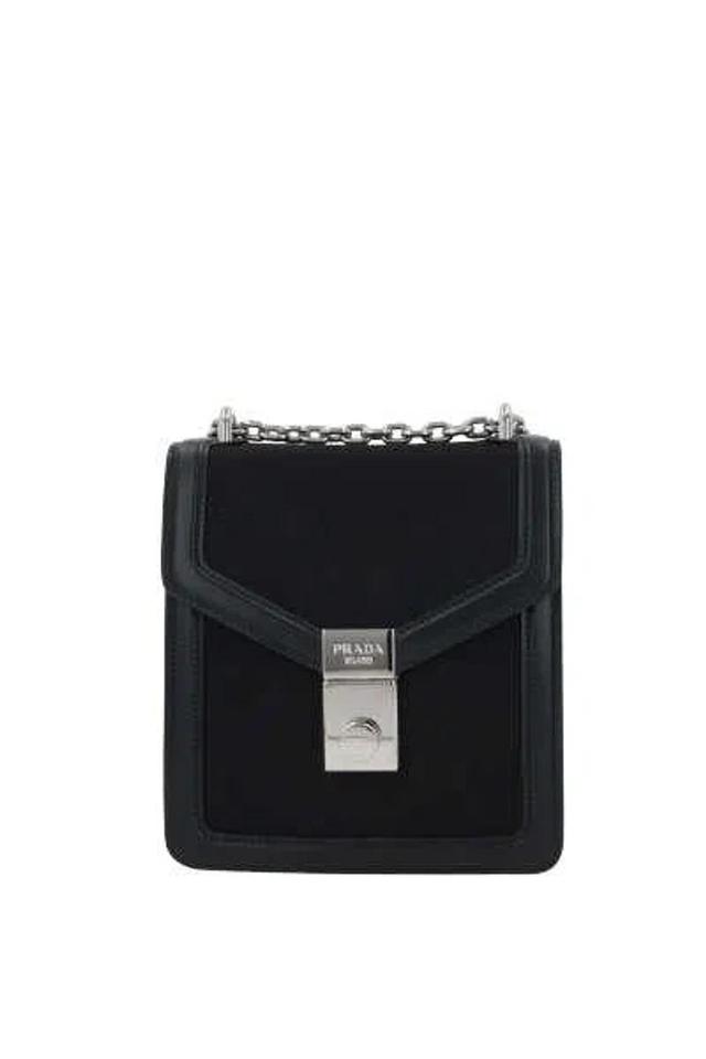 PRADA Flap Lock Detail Shoulder Bag In Black Product Image