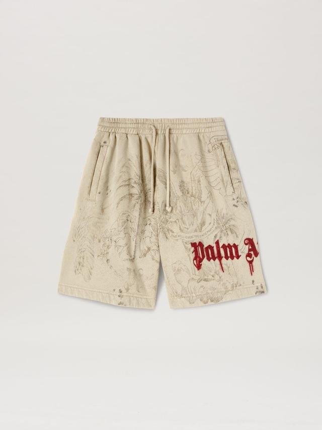 PENCIL ALL OVER SWEATSHORTS in neutrals  - Palm Angels® Official  Product Image