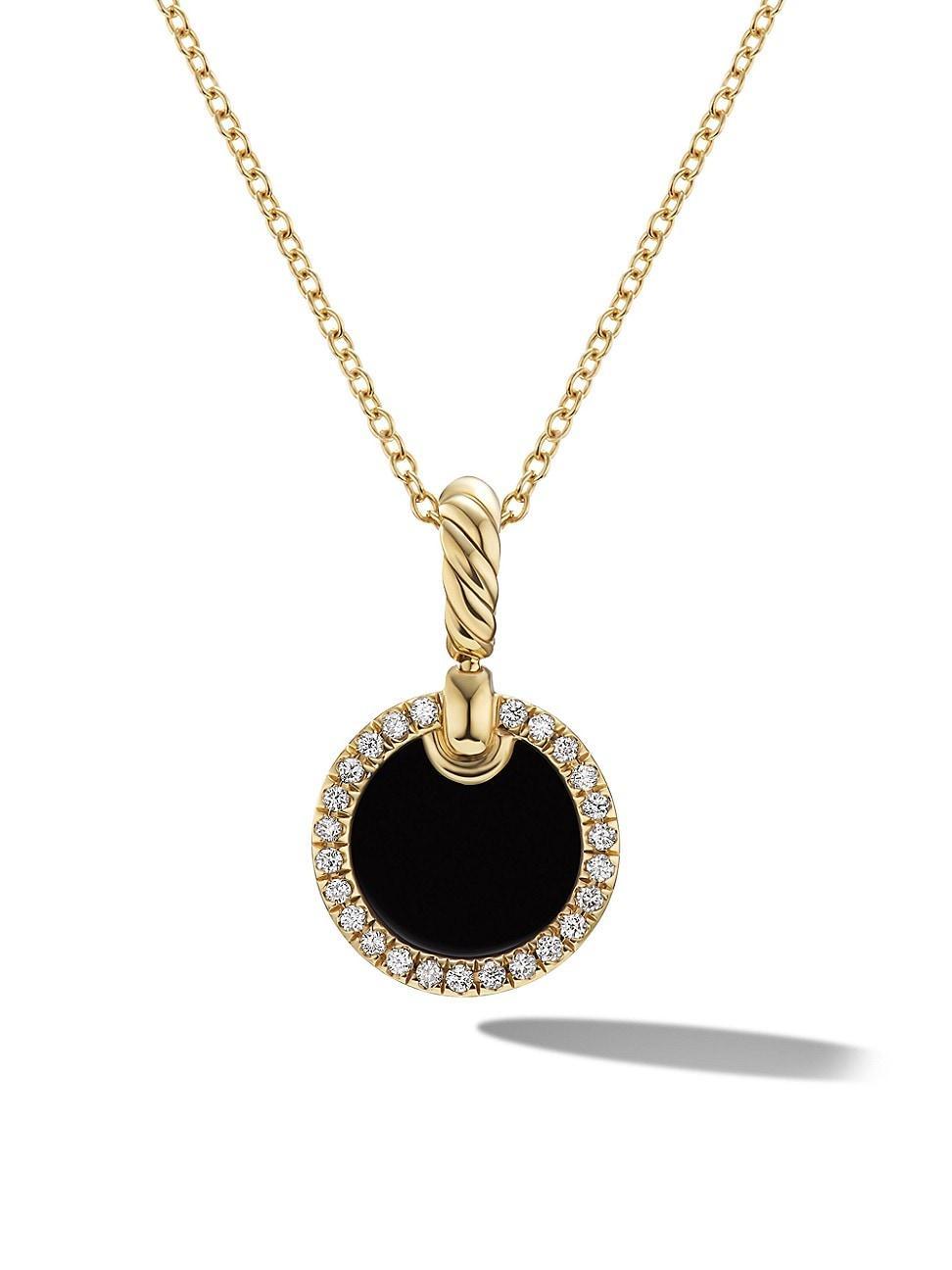 Womens Petite DY Elements Pendant Necklace in 18K Yellow Gold with Pav Diamonds Product Image