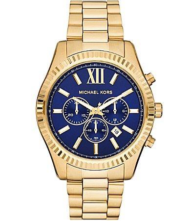 Michael Kors Mens Lexington Chronograph Gold-Tone Stainless Steel Bracelet Watch Product Image