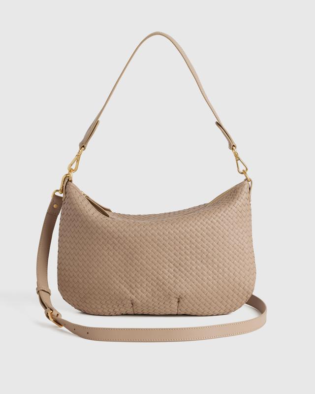 Italian Leather Convertible Crescent Handwoven Shoulder Bag Product Image