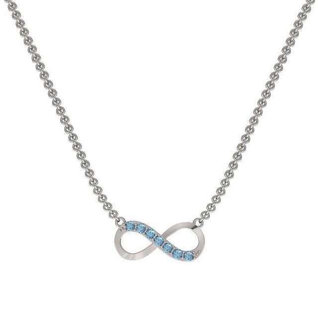 Sterling Silver Blue Topaz Infinity Necklace, Womens Product Image