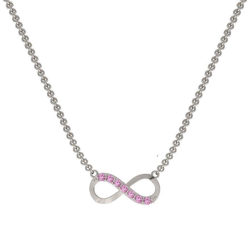 Sterling Silver Lab-Created Pink Sapphire Infinity Necklace, Womens Product Image