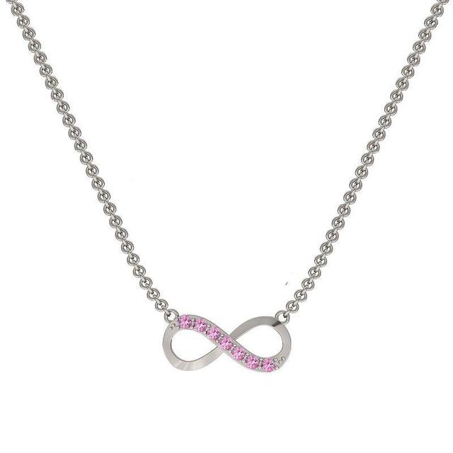 Sterling Silver Lab-Created Pink Sapphire Infinity Necklace, Womens Product Image