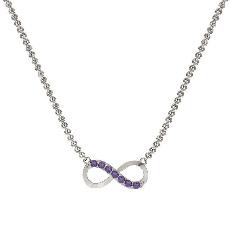 Sterling Silver Amethyst Infinity Necklace, Womens Product Image