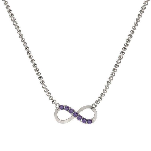 Sterling Silver Amethyst Infinity Necklace, Womens Product Image