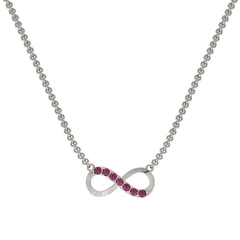 Sterling Silver Lab-Created Ruby Infinity Necklace, Womens Product Image