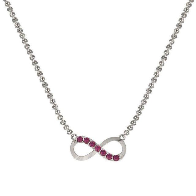 Sterling Silver Lab-Created Ruby Infinity Necklace, Womens Product Image