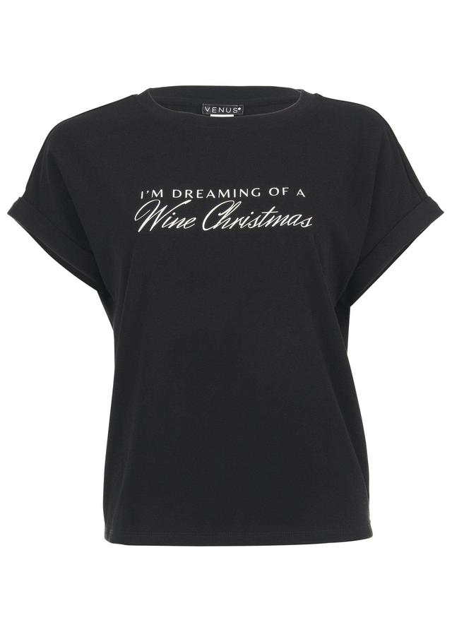 Wine Christmas Graphic Tee - Black Product Image