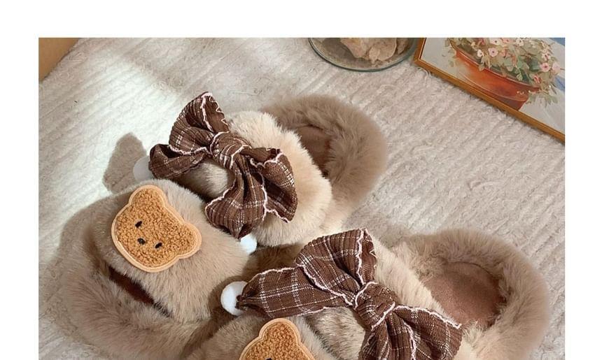 Bear Applique Fluffy Slippers Product Image