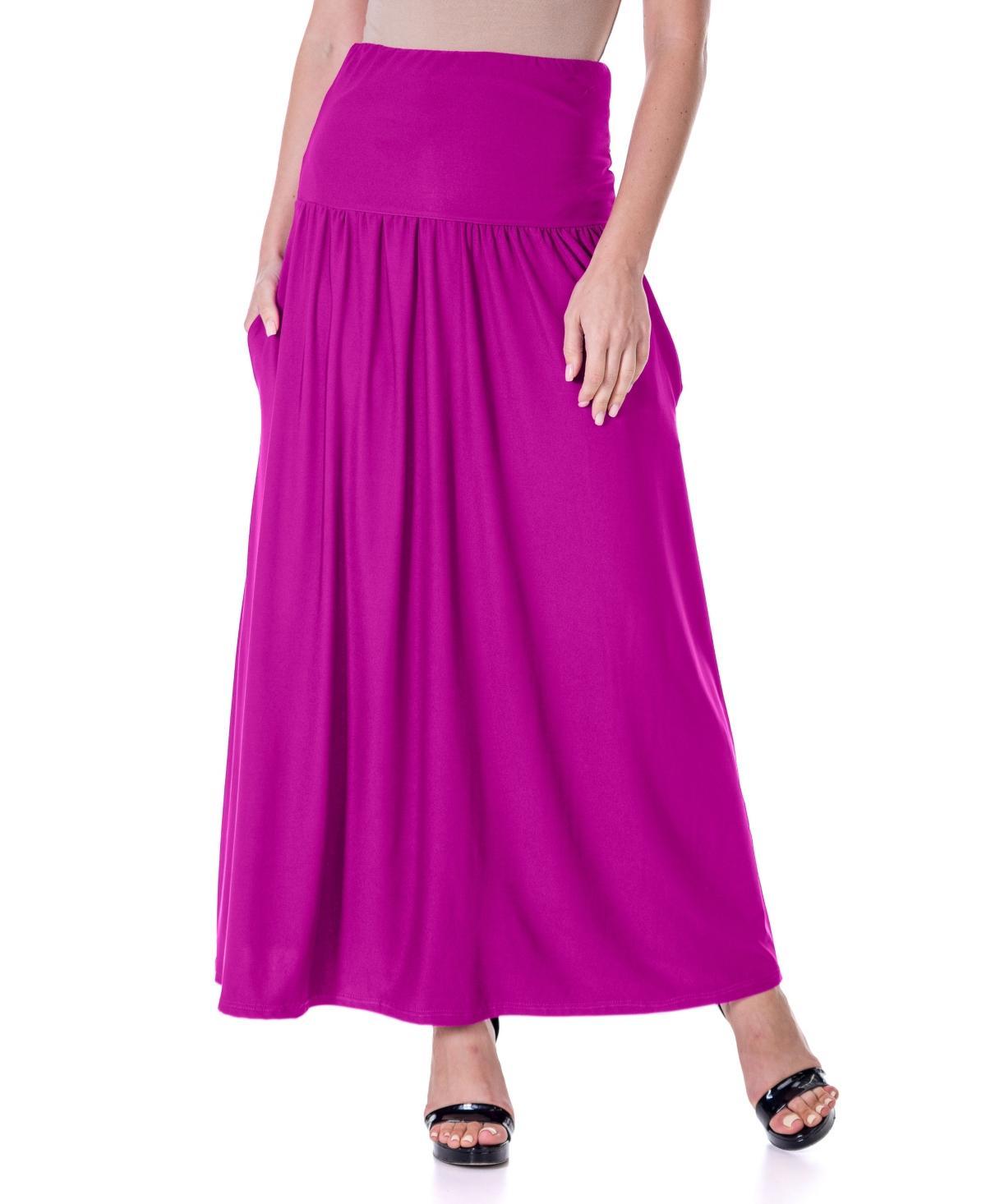 24seven Comfort Apparel Womens Foldover with Pockets Maxi Skirt Product Image