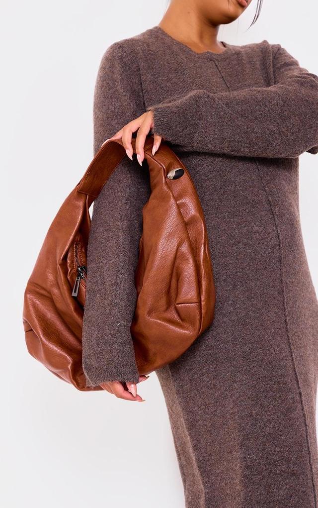 Tan Distressed Pu Super Slouchy Tote Bag Product Image