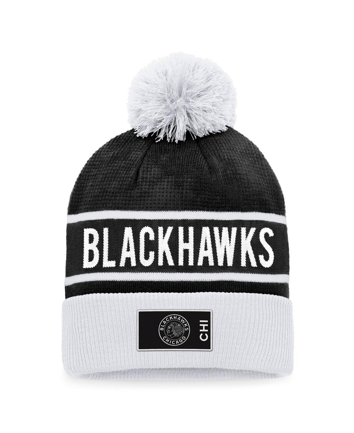 Mens Fanatics Black Chicago Blackhawks Authentic Pro Alternate Logo Cuffed Knit Hat with Pom - Black Product Image