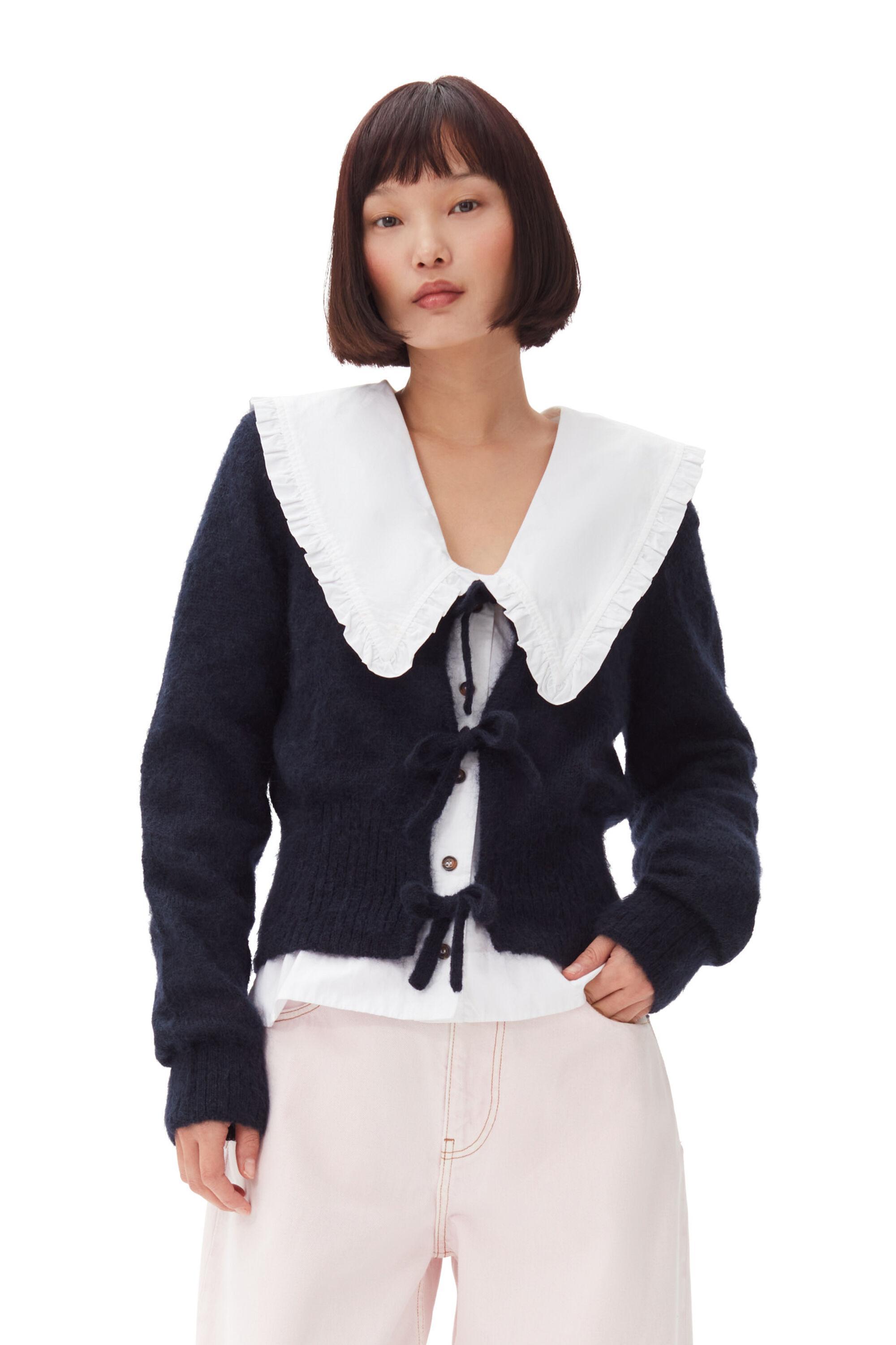 Dark Blue Tie String Cardigan Product Image