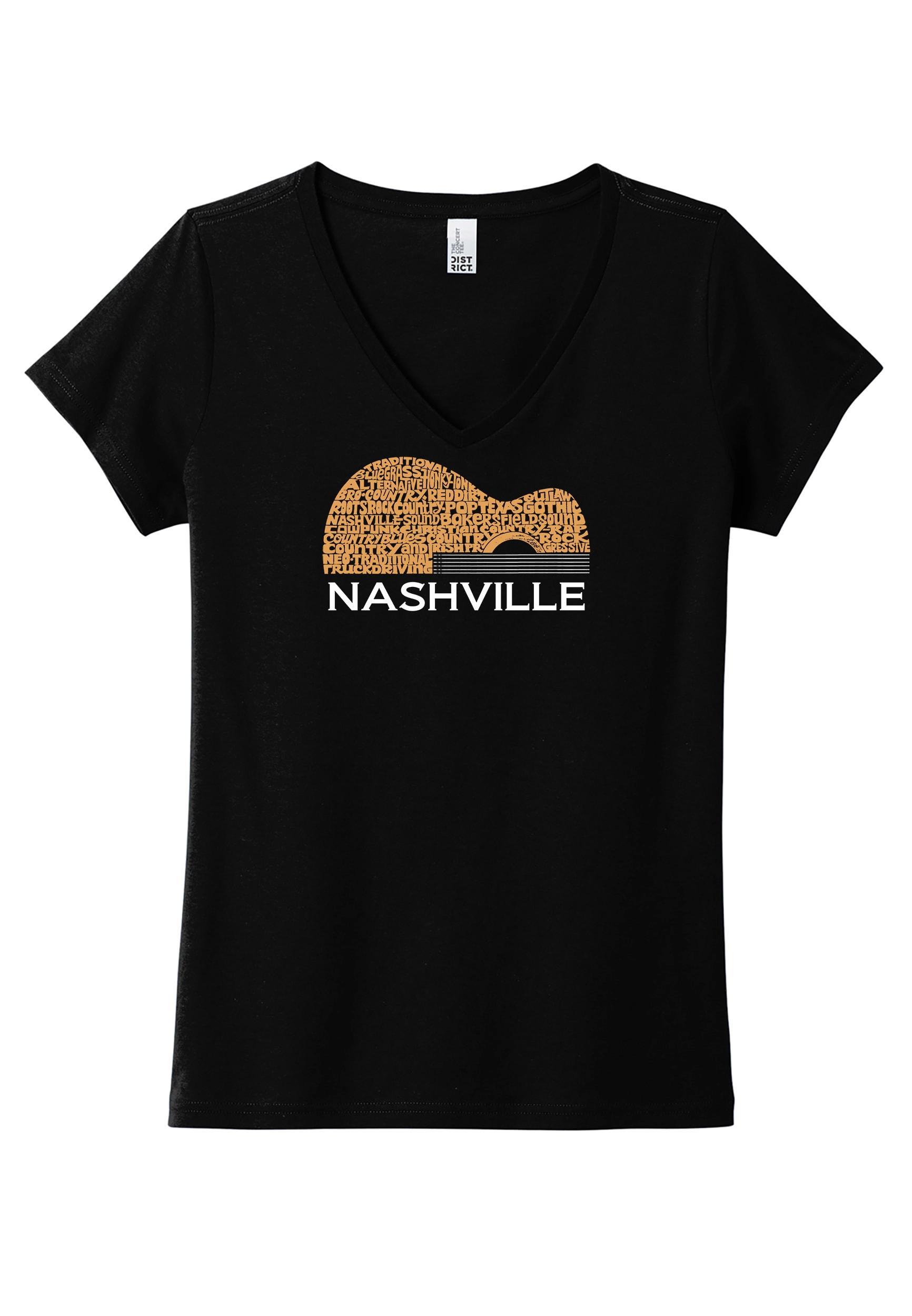 LA Pop Art Women's Word Art Nashville Guitar Graphic Tee Product Image