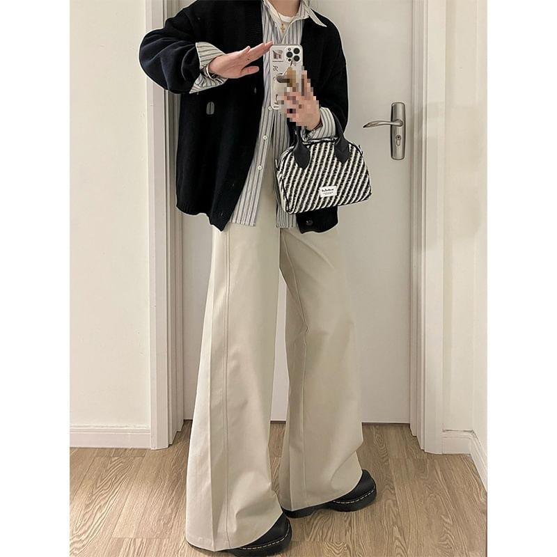 High Rise Plain Wide Leg Pants Product Image