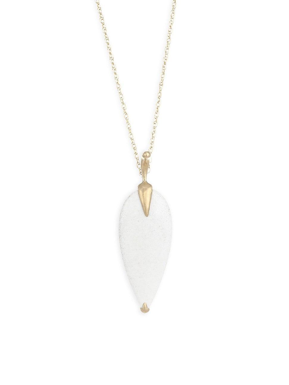 Womens Fauna White Agate & 18K Yellow Gold Pendant Necklace Product Image