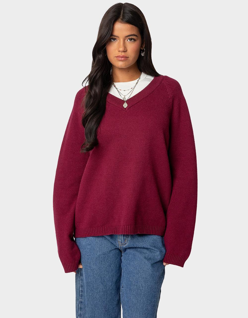 EDIKTED Martha Oversized V-Neck Sweater Product Image